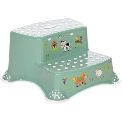 Lorelli Badkruk met twee treden voor kinderen, antislip, rubberen noppen, kleur: donkergroen Lorelli Badkruk met twee treden voor kinderen, antislip, rubberen noppen, kleur: donkergroen
