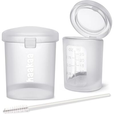 haakaa 2 x siliconen maatbeker met deksel (voorgesteriliseerd), 25 ml haakaa 2 x siliconen maatbeker met deksel (voorgesteriliseerd), 25 ml