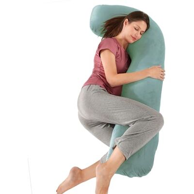 SHANNA Zwangerschapskussen, zijslaapkussen, borstvoedingskussen, met fluwelen overtrek, positioneringskussen, comfortabel kussen voor volwassenen, om te slapen en moeder SHANNA Zwangerschapskussen, zijslaapkussen, borstvoedingskussen, met fluwelen overtrek, positioneringskussen, comfortabel kussen voor volwassenen, om te slapen en moeder