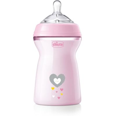 Chicco Natural Feeling Anti-koliek babyfles 6 m plus 330 ml fles met siliconen speen snelle stroom kleur roze Chicco Natural Feeling Anti-koliek babyfles 6 m plus 330 ml fles met siliconen speen snelle stroom kleur roze
