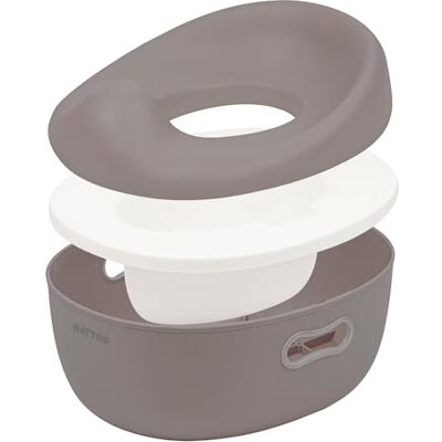 Nattou 3-in-1 babypotje, pot + kruk + toiletbril voor kinderen, eenvoudige zindelijkheidstraining, ca. 34 cm, vanaf ca. 18 maanden tot ca. 4 jaar, Care, ABS/EVA, taupe Nattou 3-in-1 babypotje, pot + kruk + toiletbril voor kinderen, eenvoudige zindelijkheidstraining, ca. 34 cm, vanaf ca. 18 maanden tot ca. 4 jaar, Care, ABS/EVA, taupe