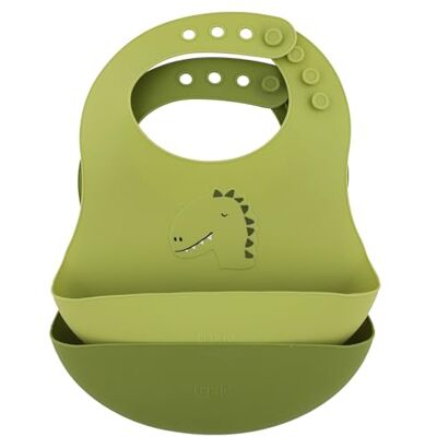 Trixie Set van 2 siliconen slabbetjes Mr. Dino Trixie Set van 2 siliconen slabbetjes Mr. Dino