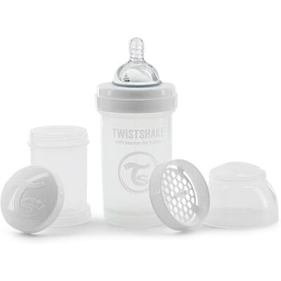 Twistshake 78006 Anti-koliek fles 180ml met mixer en doseerdoosje, Wit Twistshake 78006 Anti-koliek fles 180ml met mixer en doseerdoosje, Wit