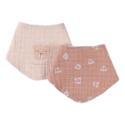 Noukie's Set van 2 bandana slabbetjes katachtigen Tot 3 maanden Noukie's Set van 2 bandana slabbetjes katachtigen Tot 3 maanden