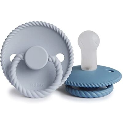 FRIGG Rope siliconen fopspeen in set van 2, kersenvorm, BPA-vrij, gemaakt in Denemarken, Ocean View/Powder Blue, maat 2 (6-18 maanden) FRIGG Rope siliconen fopspeen in set van 2, kersenvorm, BPA-vrij, gemaakt in Denemarken, Ocean View/Powder Blue, maat 2 (6-18 maanden)