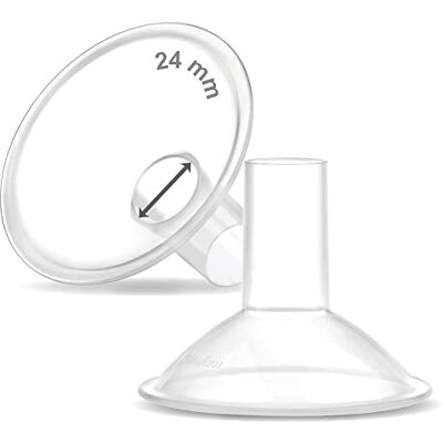 Maymom MyFit Tweedelige kleine borstschilden, 2 stuks, compatibel met Medela borstkolven, geschikt voor MaxFlow Flex connector, krater 24 mm Maymom MyFit Tweedelige kleine borstschilden, 2 stuks, compatibel met Medela borstkolven, geschikt voor MaxFlow Flex connector, krater 24 mm