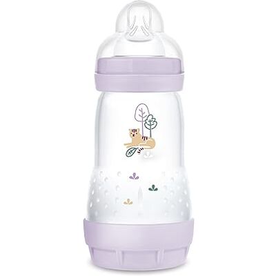 MAM Easy Start Anti-koliek fles, 260 ml, bijzonder goed geaccepteerde melkfles, met bodemventiel tegen koliek en speen, maat 1, 0 maanden, tijger MAM Easy Start Anti-koliek fles, 260 ml, bijzonder goed geaccepteerde melkfles, met bodemventiel tegen koliek en speen, maat 1, 0 maanden, tijger