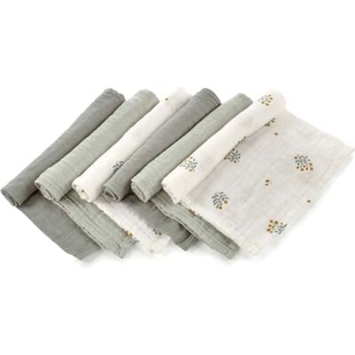 Jane Jané Set van 6 multifunctionele mousselines, borstvoeding, natuurlijke stof van katoen en bamboe, anti-mijt, milieuvriendelijk, 35 x 35 cm, groen Jane Jané Set van 6 multifunctionele mousselines, borstvoeding, natuurlijke stof van katoen en bamboe, anti-mijt, milieuvriendelijk, 35 x 35 cm, groen
