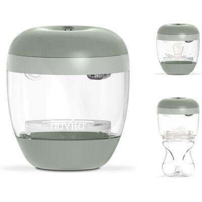 Nuvita 1556 MellyPlus draagbare uv-sterilisator voor flessen, fopspenen en tepels, doodt 99% van de ziektekiemen, BPA-vrij, saliegroen Nuvita 1556 MellyPlus draagbare uv-sterilisator voor flessen, fopspenen en tepels, doodt 99% van de ziektekiemen, BPA-vrij, saliegroen