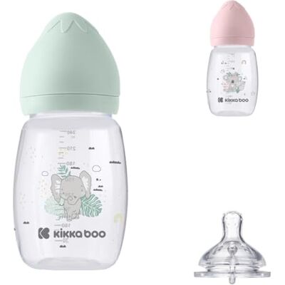 Kikka Boo Kikkaboo Savanna siliconen flesjes, 260 ml, maat M, anti-oliek, vanaf 3 maanden, kleur: groen Kikka Boo Kikkaboo Savanna siliconen flesjes, 260 ml, maat M, anti-oliek, vanaf 3 maanden, kleur: groen