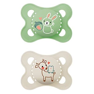 MAM Set van 2 originele latex fopspeen voor baby's van 0-6 maanden, van duurzame materialen, biologisch hernieuwbaar, met symmetrische en orthodontische fopspeen voor baby's van 0-6 maanden, konijn, hert MAM Set van 2 originele latex fopspeen voor baby's van 0-6 maanden, van duurzame materialen, biologisch hernieuwbaar, met symmetrische en orthodontische fopspeen voor baby's van 0-6 maanden, konijn, hert