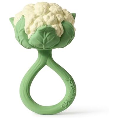 Oli & Carol Babyrammelaar en bijtring van natuurlijk rubber cadeau voor baby's 0 3 6 maanden, 1 jaar bloemenkool Oli & Carol Babyrammelaar en bijtring van natuurlijk rubber cadeau voor baby's 0 3 6 maanden, 1 jaar bloemenkool