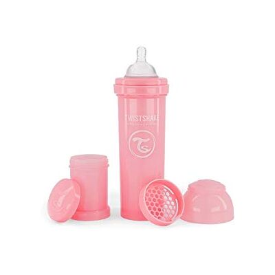 Twistshake Baby-fles van kunststof met anti-koliekventiel voor baby's, zachte fopspeen van siliconen, snelle doorstroom, geeft de fles met fopspeen, BPA-vrij, 330 ml, 4 maanden, pastelroze Twistshake Baby-fles van kunststof met anti-koliekventiel voor baby's, zachte fopspeen van siliconen, snelle doorstroom, geeft de fles met fopspeen, BPA-vrij, 330 ml, 4 maanden, pastelroze