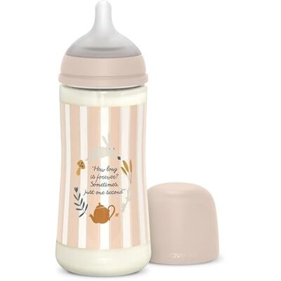 Suavinex , Fles van 360 ml, fles met symmetrische speen SX Pro van siliconen met snelle doorstroming (L), met anti-koliek ventiel, ultrazachte dunne siliconen, voor baby's + 6 maanden, Wonderland roze Suavinex , Fles van 360 ml, fles met symmetrische speen SX Pro van siliconen met snelle doorstroming (L), met anti-koliek ventiel, ultrazachte dunne siliconen, voor baby's + 6 maanden, Wonderland roze