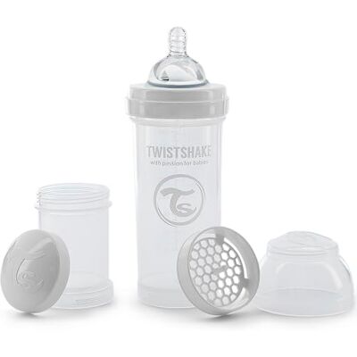 Twistshake 78012 Anti-koliek fles 260ml met mixer en doseerdoosje, Wit Twistshake 78012 Anti-koliek fles 260ml met mixer en doseerdoosje, Wit
