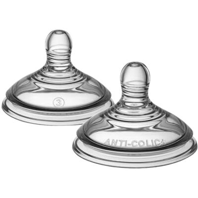 Tommee Tippee Advanced Anti-koliek fopspeen voor flessen, snelle doorstroming, 6 maanden, borstvorm voor natuurlijke grip, antikoliek ventiel, zachte siliconen, 2 stuks Tommee Tippee Advanced Anti-koliek fopspeen voor flessen, snelle doorstroming, 6 maanden, borstvorm voor natuurlijke grip, antikoliek ventiel, zachte siliconen, 2 stuks