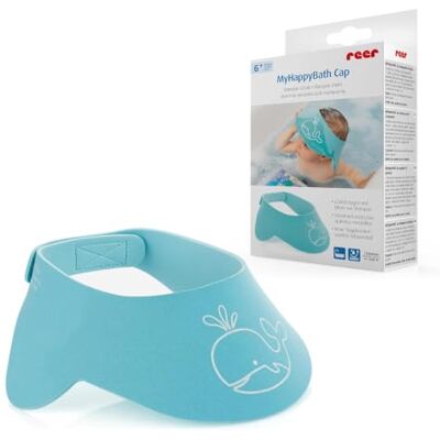Reer MyHappyBath Cap Shampoo-bescherming beschermt je kind tegen tranen bij het wassen van het haar, traploos verstelbaar, blauw, hoofdomtrek 40-55 cm Reer MyHappyBath Cap Shampoo-bescherming beschermt je kind tegen tranen bij het wassen van het haar, traploos verstelbaar, blauw, hoofdomtrek 40-55 cm