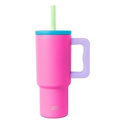Simple Modern 710 ml kinderbeker met handvat en rietjesdeksel van siliconen, mors- en lekvrij, herbruikbare roestvrijstalen beker, cadeau voor kinderen, jongens en Simple Modern 710 ml kinderbeker met handvat en rietjesdeksel van siliconen, mors- en lekvrij, herbruikbare roestvrijstalen beker, cadeau voor kinderen, jongens en