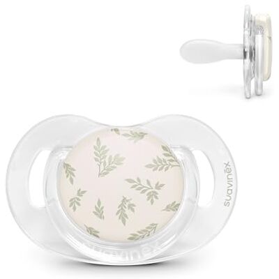 Suavinex , Fopspeen voor baby's, 6/18 maanden, symmetrische speen SX Pro van siliconen, plat en flexibel, omkeerbaar, respecteert de ontwikkeling van de mond, transparant schild, Poetry groen Suavinex , Fopspeen voor baby's, 6/18 maanden, symmetrische speen SX Pro van siliconen, plat en flexibel, omkeerbaar, respecteert de ontwikkeling van de mond, transparant schild, Poetry groen