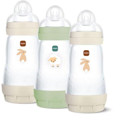 MAM Anti-koliek fles 260 ml 3 stuks met fopspeen maat 1 0 maanden MAM Anti-koliek fles 260 ml 3 stuks met fopspeen maat 1 0 maanden