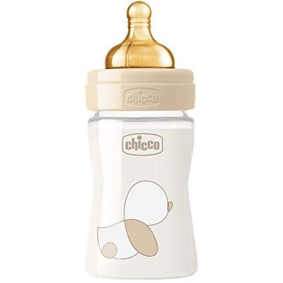 Chicco Originele Touch Anticolic fles met zuignap van 100% natuurlijk rubber, fles met langzaam doorstroming 0 maanden+, fles met 150 ml glazen fles, beige Chicco Originele Touch Anticolic fles met zuignap van 100% natuurlijk rubber, fles met langzaam doorstroming 0 maanden+, fles met 150 ml glazen fles, beige