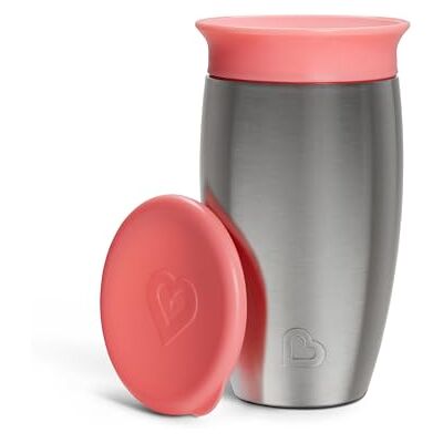 Munchkin Roestvrij stalen Miracle 360 leerbeker, leerbeker 360 voor baby's, lekvrije beker voor kinderen, BPA-vrij, vaatwasmachinebestendig, babyglas vanaf 12 maanden 296 ml, roze Munchkin Roestvrij stalen Miracle 360 leerbeker, leerbeker 360 voor baby's, lekvrije beker voor kinderen, BPA-vrij, vaatwasmachinebestendig, babyglas vanaf 12 maanden 296 ml, roze
