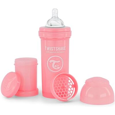 Twistshake 78255 Anti-koliek fles 260ml met mixer en doseerdoosje, Pastelroze Twistshake 78255 Anti-koliek fles 260ml met mixer en doseerdoosje, Pastelroze