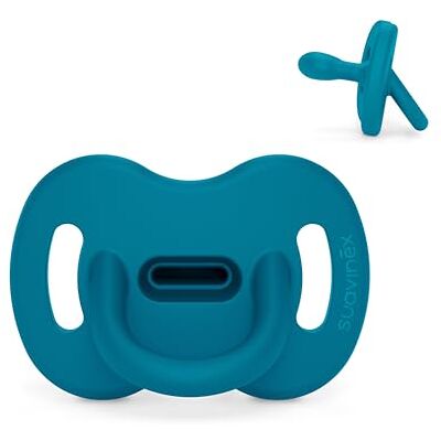 Suavinex Fopspeen van siliconen, voor baby's van 0/6 maanden, met symmetrische speen SX Pro, omkeerbaar, superzacht en soepel, ideaal om mee te slapen, blauwgroen (Deep Ocean) Suavinex Fopspeen van siliconen, voor baby's van 0/6 maanden, met symmetrische speen SX Pro, omkeerbaar, superzacht en soepel, ideaal om mee te slapen, blauwgroen (Deep Ocean)