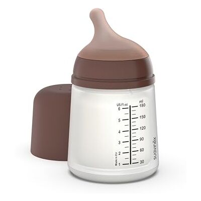 Suavinex , Zero Anti-koliek fles met speen langzame stroom (S) van siliconen, voor baby's vanaf 0 maanden, ideaal voor gemengde borstvoeding, speen die de borst imiteert, babyfles, 180 ml, diep Suavinex , Zero Anti-koliek fles met speen langzame stroom (S) van siliconen, voor baby's vanaf 0 maanden, ideaal voor gemengde borstvoeding, speen die de borst imiteert, babyfles, 180 ml, diep
