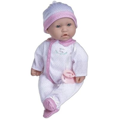 JC TOYS La Baby 40 cm pop met zacht en wasbaar lichaam, magische fles en fopspeen, wit en roze, ontworpen in Spanje, +12 maanden JC TOYS La Baby 40 cm pop met zacht en wasbaar lichaam, magische fles en fopspeen, wit en roze, ontworpen in Spanje, +12 maanden
