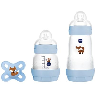 MAM Starter G123 Easy Start anti-koliek babyflessen 130 ml en 260 ml met fopspeen blauw, 2 stuks MAM Starter G123 Easy Start anti-koliek babyflessen 130 ml en 260 ml met fopspeen blauw, 2 stuks