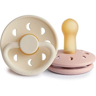 FRIGG Moon Phase 2 stuks fopspeen latex fopspeen gemaakt in Denemarken BPA-vrij symmetrische kersenspeen (Blush/Cream, maat 2 (6-18 maanden)) FRIGG Moon Phase 2 stuks fopspeen latex fopspeen gemaakt in Denemarken BPA-vrij symmetrische kersenspeen (Blush/Cream, maat 2 (6-18 maanden))