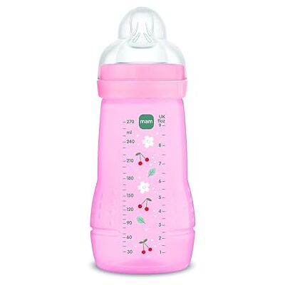 MAM Babyfles, 2-4 maanden, 270 ml, met zuiger 2 met gemiddelde doorstroming van siliconen, gemakkelijk vast te houden, gemakkelijk te reinigen, Easy Active, hot pink, 1 stuk MAM Babyfles, 2-4 maanden, 270 ml, met zuiger 2 met gemiddelde doorstroming van siliconen, gemakkelijk vast te houden, gemakkelijk te reinigen, Easy Active, hot pink, 1 stuk