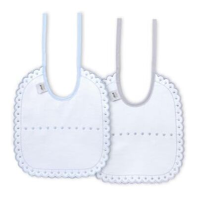 Interbaby 2 stuks slabbetjes van piqué in blauw en grijs Interbaby 2 stuks slabbetjes van piqué in blauw en grijs