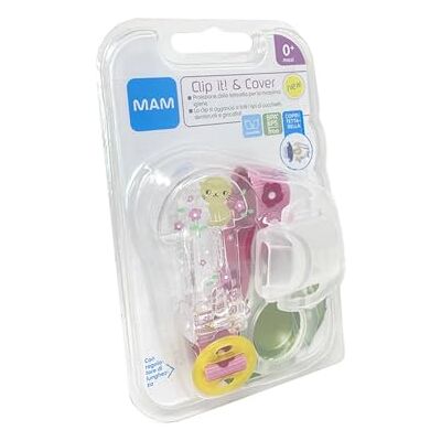 MAM Clip It & Cover, ketting met fopspeenhouder, roze MAM Clip It & Cover, ketting met fopspeenhouder, roze