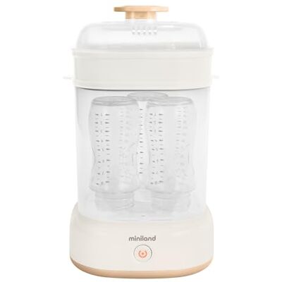 Miniland Mini Steamy stoomsterilisator, grote capaciteit voor flessen, fopspenen en spenen, uniseks, vaatwasmachinebestendig, automatisch, chemicaliënvrij (beige) Miniland Mini Steamy stoomsterilisator, grote capaciteit voor flessen, fopspenen en spenen, uniseks, vaatwasmachinebestendig, automatisch, chemicaliënvrij (beige)