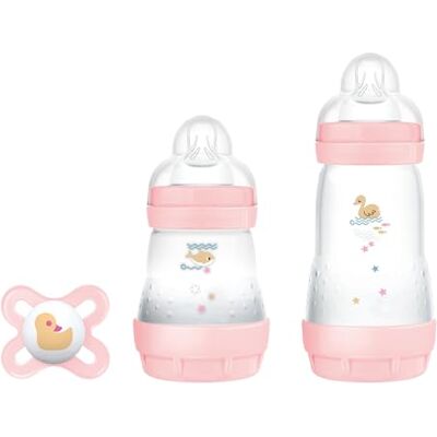 MAM Set van 2 Easy Start Antikoliek babyflessen 160 ml en 260 ml met SkinSoft siliconen speen, met originele Start-speen, 0+ maanden, roze MAM Set van 2 Easy Start Antikoliek babyflessen 160 ml en 260 ml met SkinSoft siliconen speen, met originele Start-speen, 0+ maanden, roze