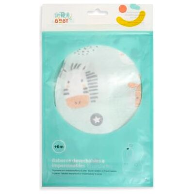 Interbaby 10 stuks wegwerp- en waterdichte slabbetjes · voedselopvangzak · verstelbaar · kinderprint Interbaby 10 stuks wegwerp- en waterdichte slabbetjes · voedselopvangzak · verstelbaar · kinderprint