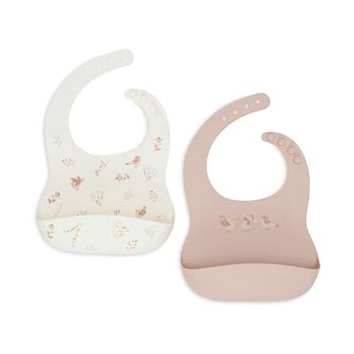 Jollein Set van 2 slabbetjes van zachte siliconen met opvangbak, slabbetje voor baby's, gemakkelijk te reinigen Jollein Set van 2 slabbetjes van zachte siliconen met opvangbak, slabbetje voor baby's, gemakkelijk te reinigen
