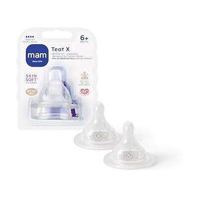 MAM Cross-Cut Teats, Geschikt voor 6 maanden, babyvoeding met SkinSoft Silicone, Past alle babyflessen, Baby Feeding Essentials, 2 stuks MAM Cross-Cut Teats, Geschikt voor 6 maanden, babyvoeding met SkinSoft Silicone, Past alle babyflessen, Baby Feeding Essentials, 2 stuks