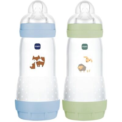 MAM Easy Start Anti-koliek babyflessen, 4 maanden, snelle doorstroming (2 x 320 ml), oceaan + zand, fles ter vermindering van koliek en ongemak van de baby, babyfles compatibel met borstvoeding MAM Easy Start Anti-koliek babyflessen, 4 maanden, snelle doorstroming (2 x 320 ml), oceaan + zand, fles ter vermindering van koliek en ongemak van de baby, babyfles compatibel met borstvoeding