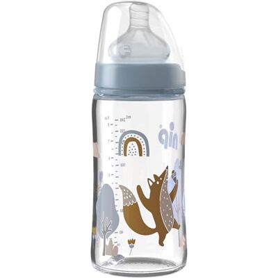 nip Flesje met brede hals en anti-koliek speen: babyfles met ACTIFLEX-systeem, gemaakt in Duitsland, BPA-vrij, glas, één maat, zuiggat M, gemiddelde doorstroming, 240 ml, jongens nip Flesje met brede hals en anti-koliek speen: babyfles met ACTIFLEX-systeem, gemaakt in Duitsland, BPA-vrij, glas, één maat, zuiggat M, gemiddelde doorstroming, 240 ml, jongens