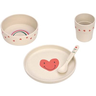 Lässig Serviesset voor kinderen (bord, beker, kom, lepel) zonder melamine, BPA-vrij, voor vaatwasser en magnetron/serviesset Happy Rascals Heart Lavender Lässig Serviesset voor kinderen (bord, beker, kom, lepel) zonder melamine, BPA-vrij, voor vaatwasser en magnetron/serviesset Happy Rascals Heart Lavender