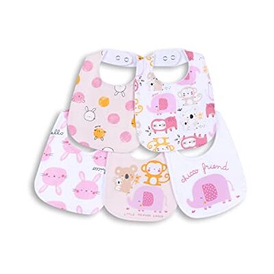 Chicco Slabbetjes van zacht katoen, uniseks babyslabbetjes, roze, één maat (pak van 5) Chicco Slabbetjes van zacht katoen, uniseks babyslabbetjes, roze, één maat (pak van 5)
