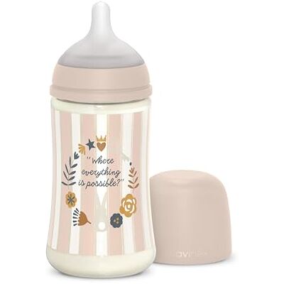 Suavinex , Fles van 270 ml, fles met symmetrische speen SX Pro van siliconen met middelmatige stroom (M), met anti-koliek ventiel, ultrazachte dunne siliconen, voor baby's, +3 maanden, Wonderland roze Suavinex , Fles van 270 ml, fles met symmetrische speen SX Pro van siliconen met middelmatige stroom (M), met anti-koliek ventiel, ultrazachte dunne siliconen, voor baby's, +3 maanden, Wonderland roze