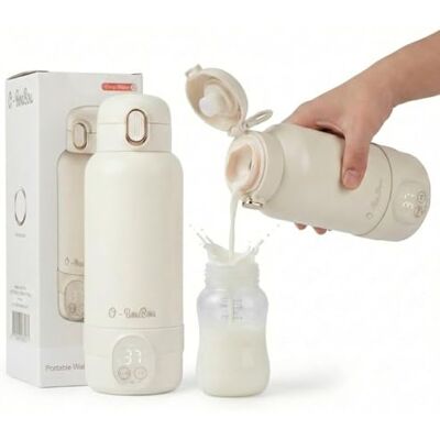 O-BouBou Draagbare flessenwarmer – draadloze draagbare flessenwarmer – grote capaciteit van 500 ml – moedermelk en water – waterdicht, roestvrij staal – ideaal voor nacht, uitstapjes en reizen – snel opwarmen – lange batterijduur O-BouBou Draagbare flessenwarmer – draadloze draagbare flessenwarmer – grote capaciteit van 500 ml – moedermelk en water – waterdicht, roestvrij staal – ideaal voor nacht, uitstapjes en reizen – snel opwarmen – lange batterijduur