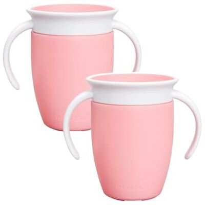 Munchkin Miracle 360 Drinkbeker voor kinderen, BPA-vrij, lekvrij, 207 ml, 6 maanden, roze, 2 stuks Munchkin Miracle 360 Drinkbeker voor kinderen, BPA-vrij, lekvrij, 207 ml, 6 maanden, roze, 2 stuks