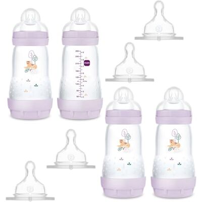 MAM Set van 4 anti-koliek flessen van 260 ml met 8 fopspenen, maat 1 en 2 vanaf de geboorte MAM Set van 4 anti-koliek flessen van 260 ml met 8 fopspenen, maat 1 en 2 vanaf de geboorte