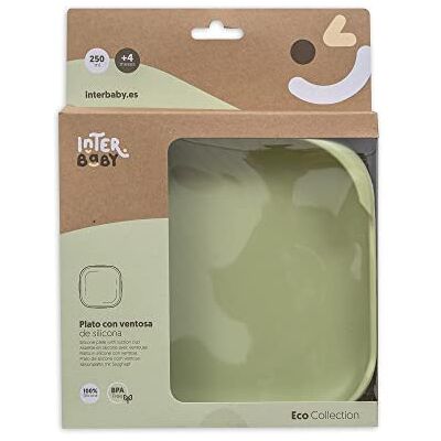 Interbaby Antislip siliconen bord met zuignap voor baby's en peuters, comfortabel, eenvoudig, BPA-vrij, olijfgroen Interbaby Antislip siliconen bord met zuignap voor baby's en peuters, comfortabel, eenvoudig, BPA-vrij, olijfgroen