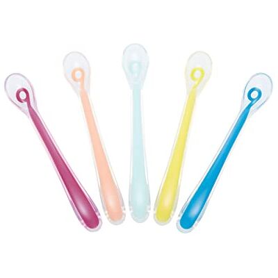 Babymoov A102407 Set van 5 Siliconen Lepels voor Baby’s, meerkleurig Babymoov A102407 Set van 5 Siliconen Lepels voor Baby’s, meerkleurig